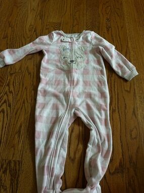 Carter's Pink and White Baby Fleece Footed Pajamas
